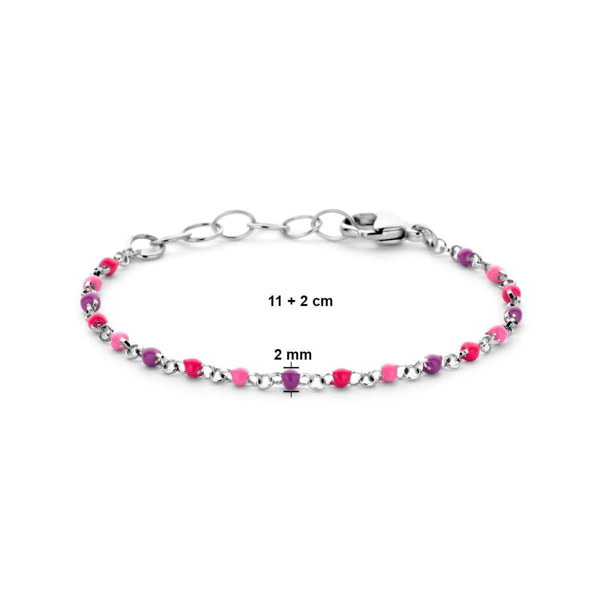 YO&NO armband bolletjes gekleurd emaille 11 + 2 cm zilver gerhodineerd