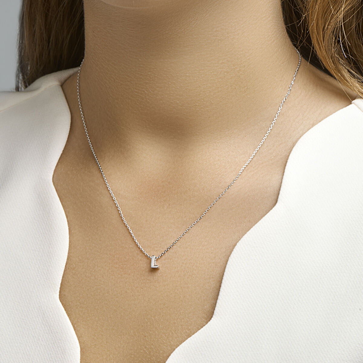 Ketting letter zilver gerhodineerd