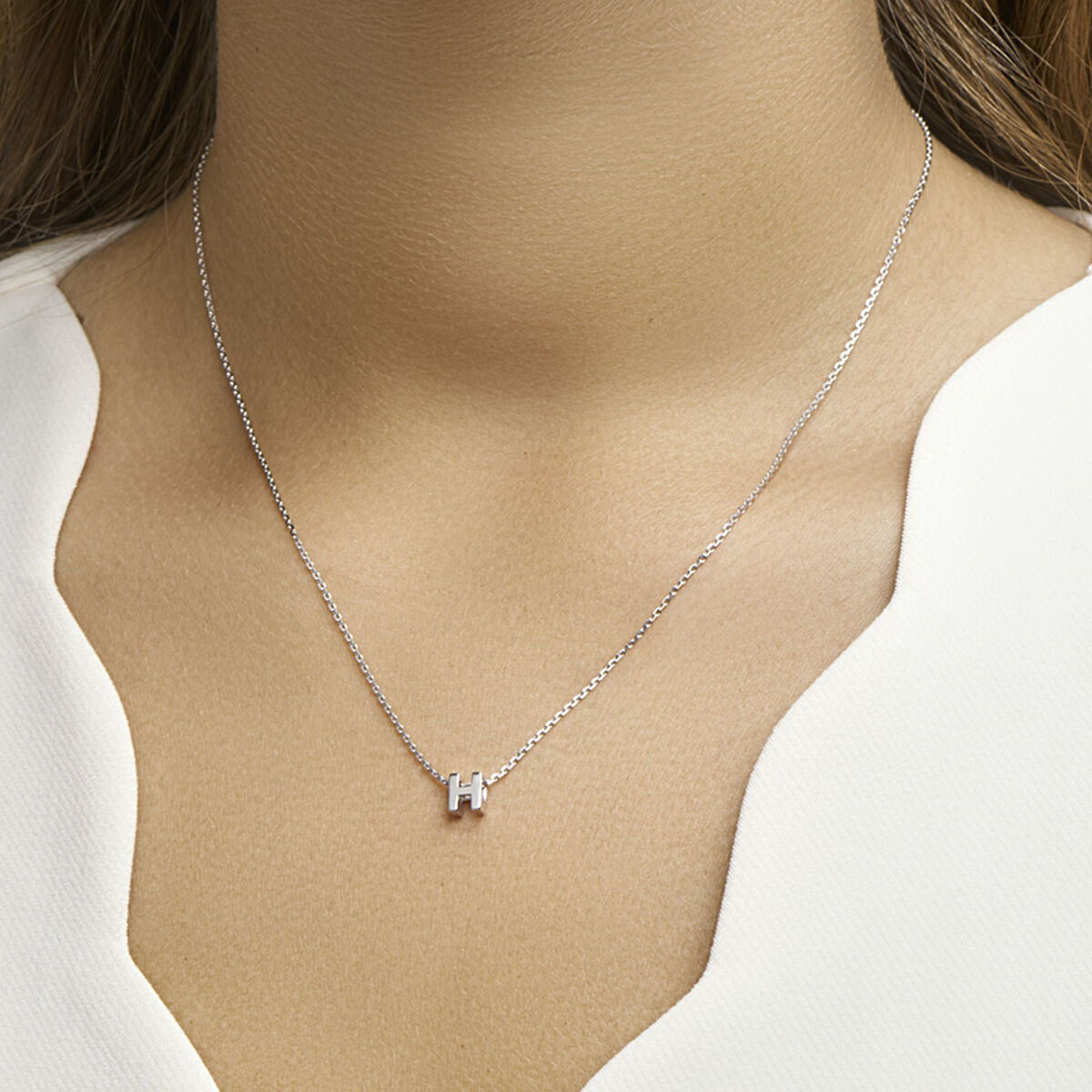 Ketting letter zilver gerhodineerd