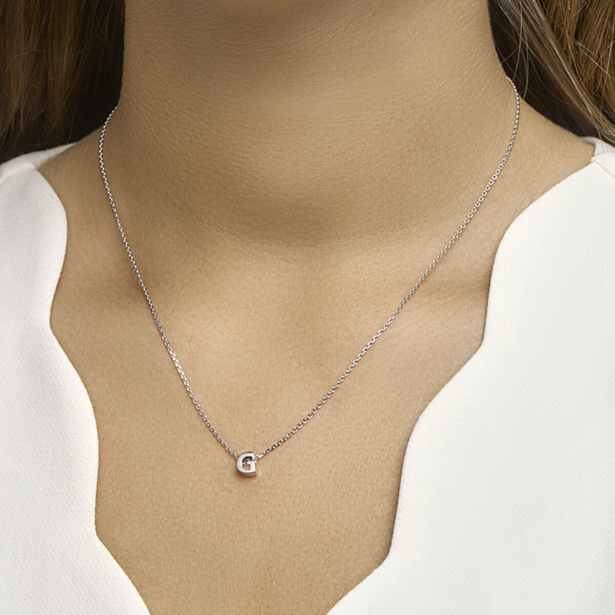 Ketting letter zilver gerhodineerd