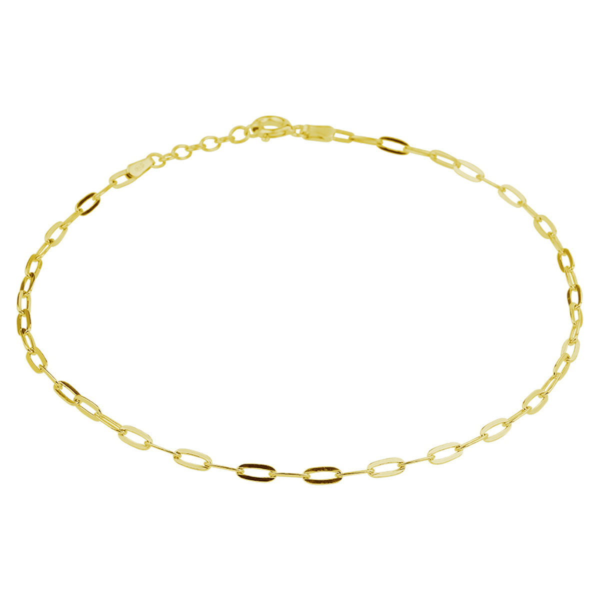 Enkelbandje anker 2,4 mm 24 + 2 cm zilver verguld (geel)