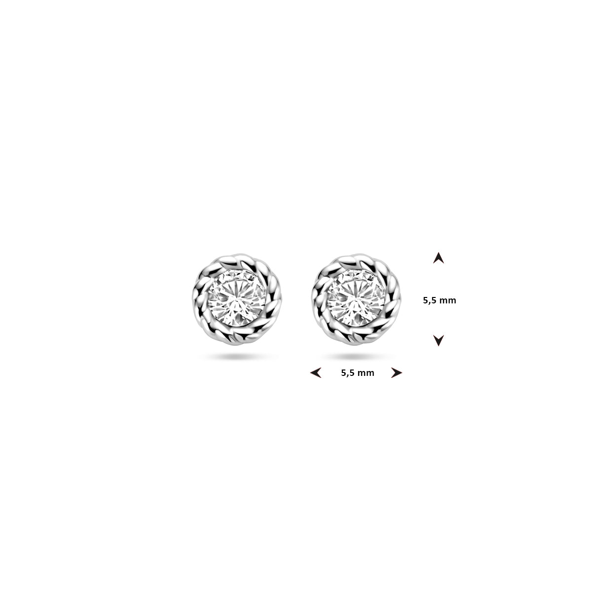 YO&NO oorknoppen zirkonia zilver gerhodineerd