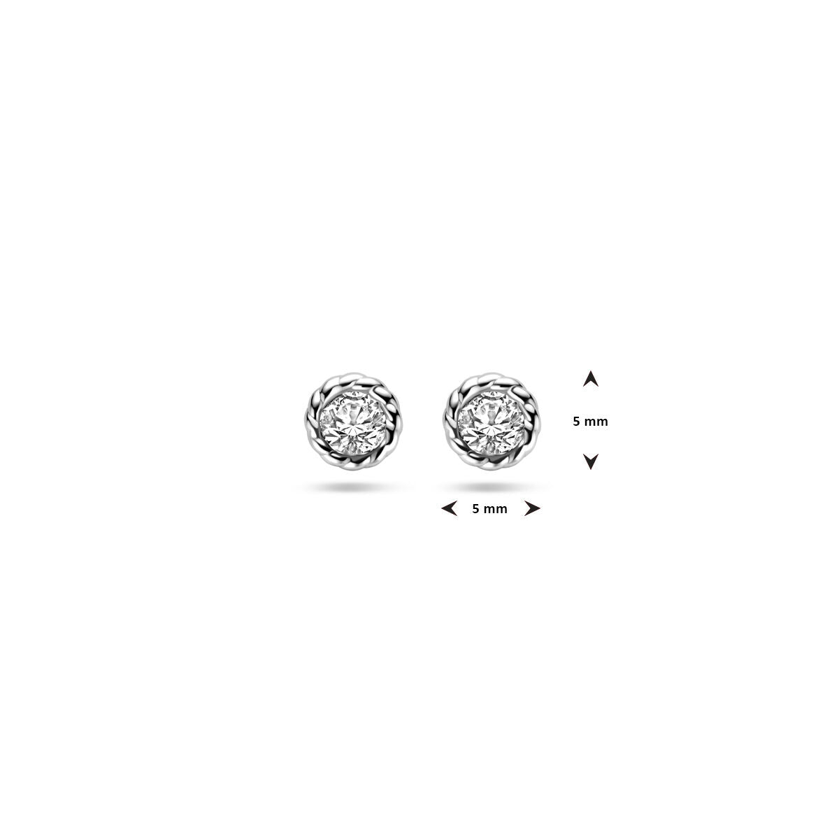 YO&NO oorknoppen zirkonia zilver gerhodineerd
