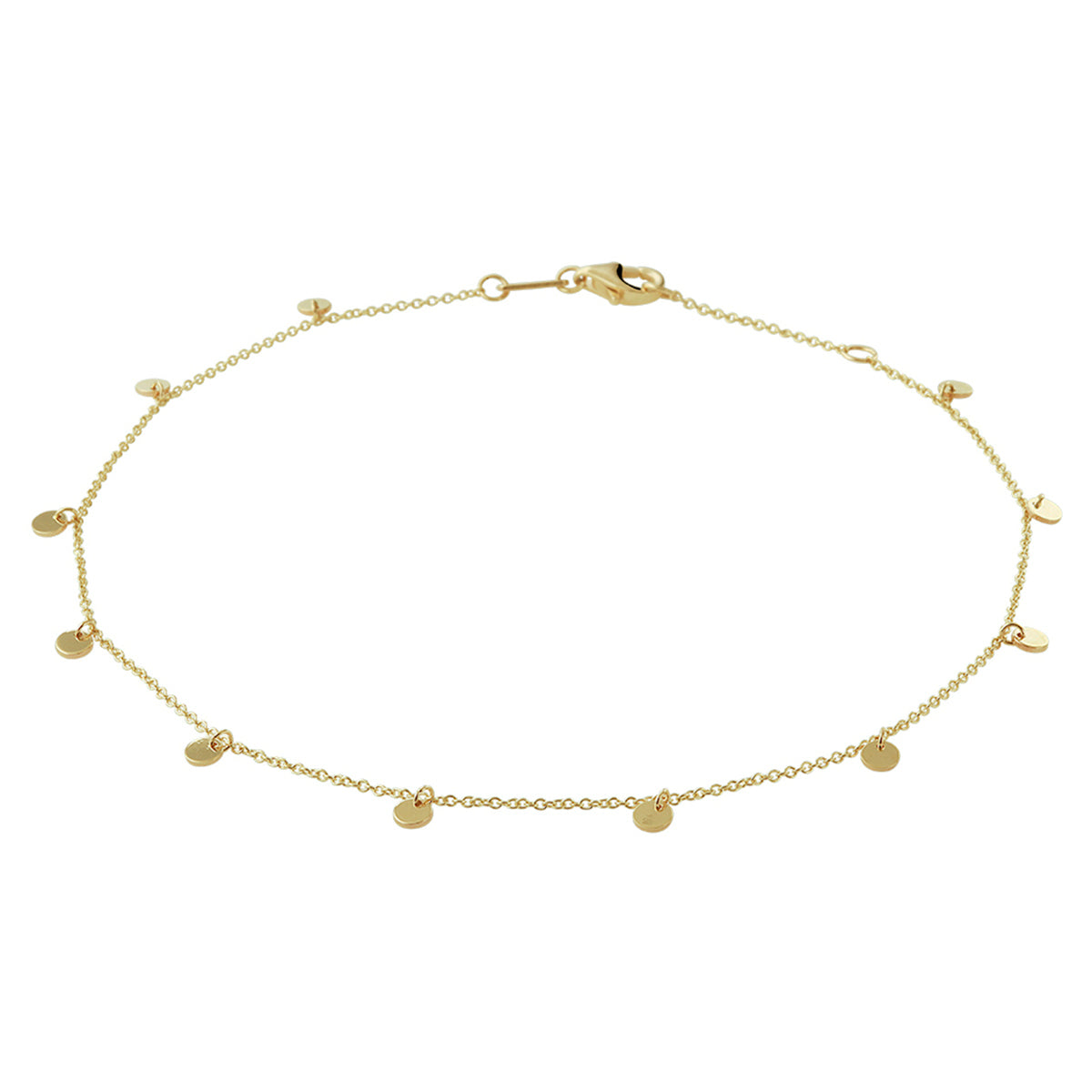 Enkelbandje rondjes 1,0 mm 14k geelgoud