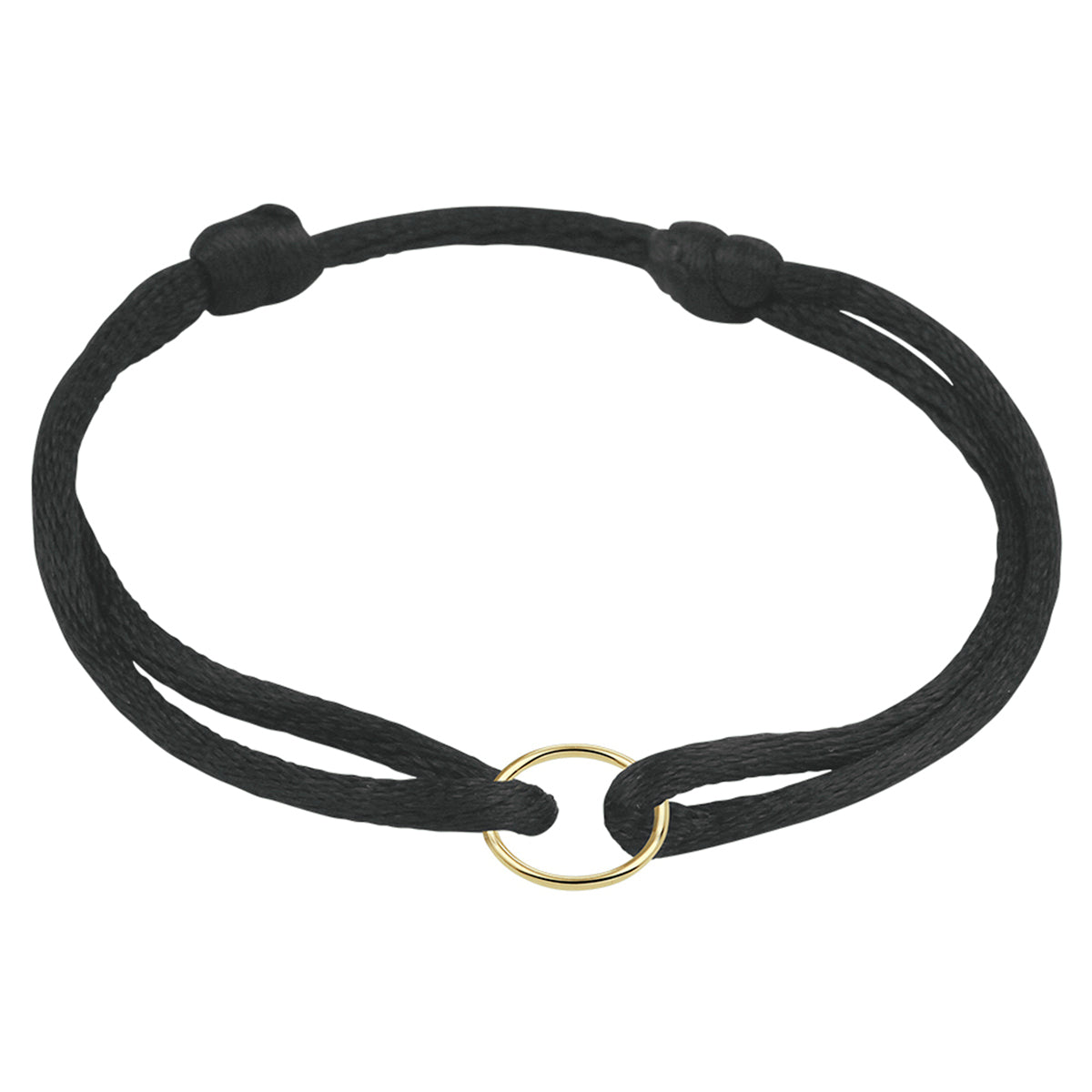 Armband/goud/ satijn/ rondje/ 10mm/ 26cm