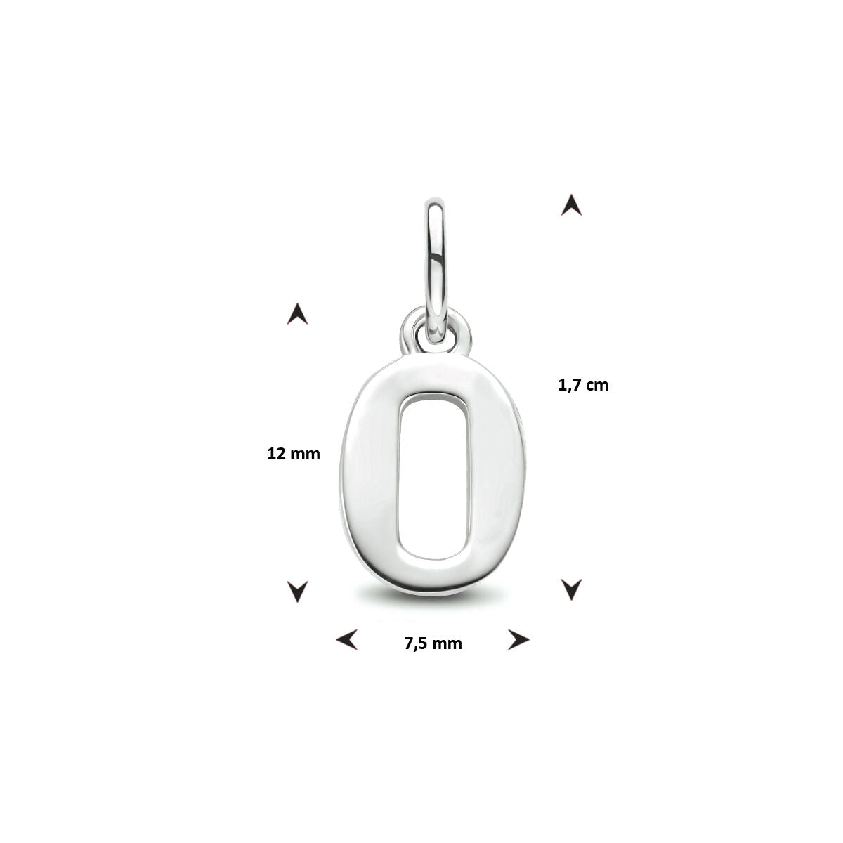 Hanger cijfer zilver gerhodineerd
