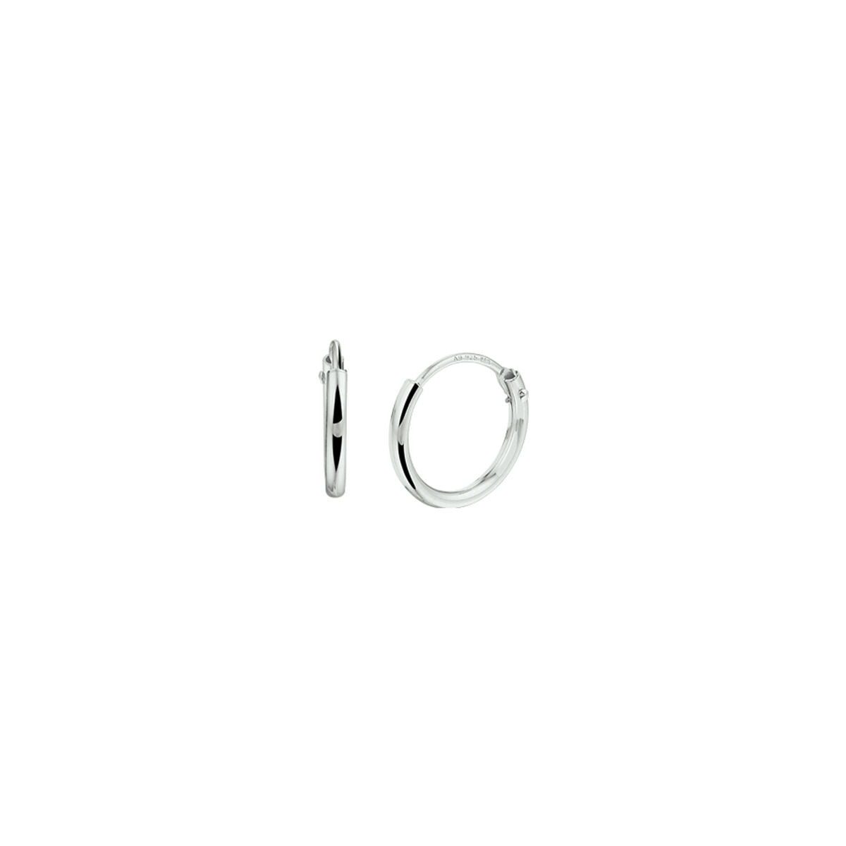 Oorringen 1,3 mm ronde buis zilver wit