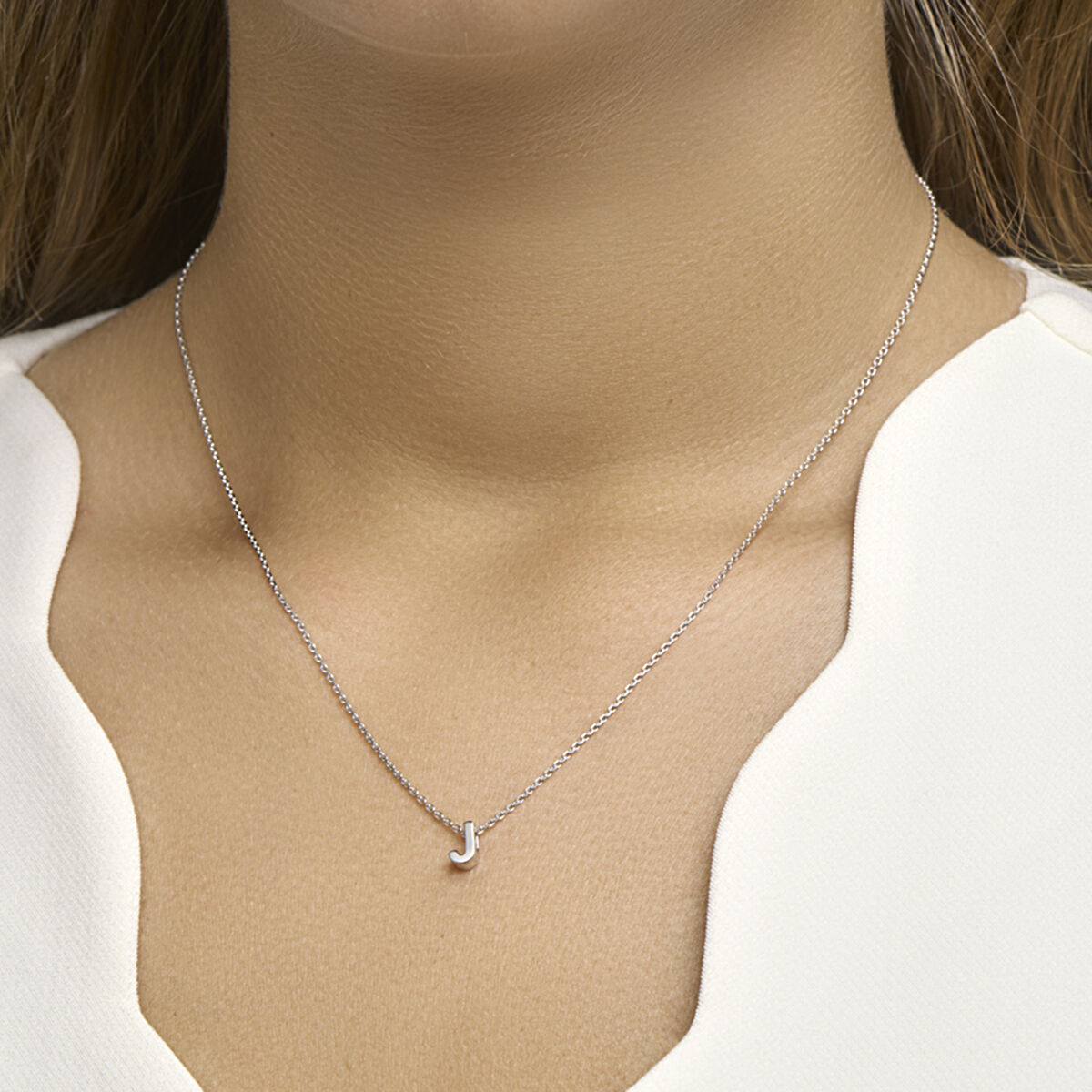 Ketting letter zilver gerhodineerd