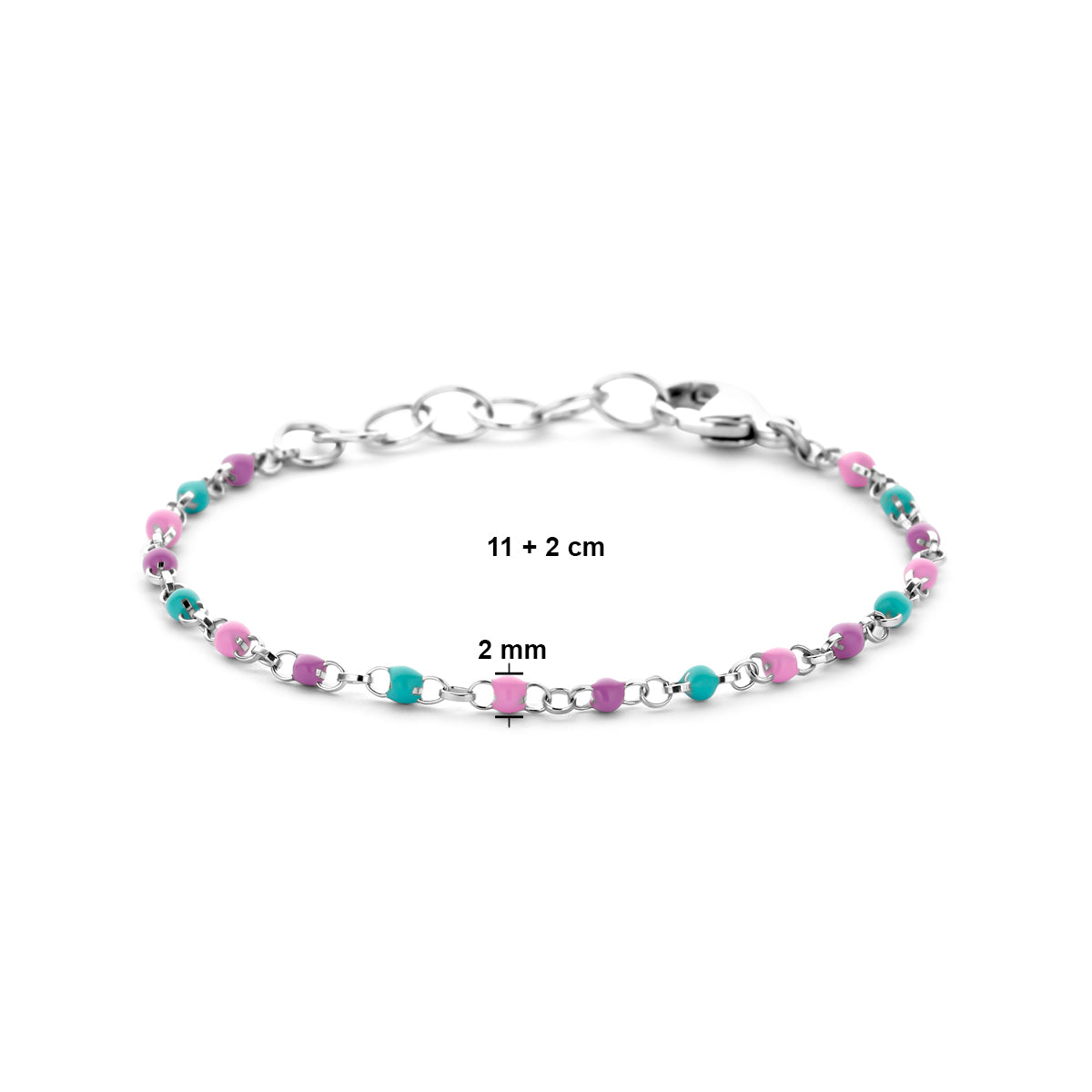 YO&NO armband bolletjes gekleurd emaille 11 + 2 cm zilver gerhodineerd