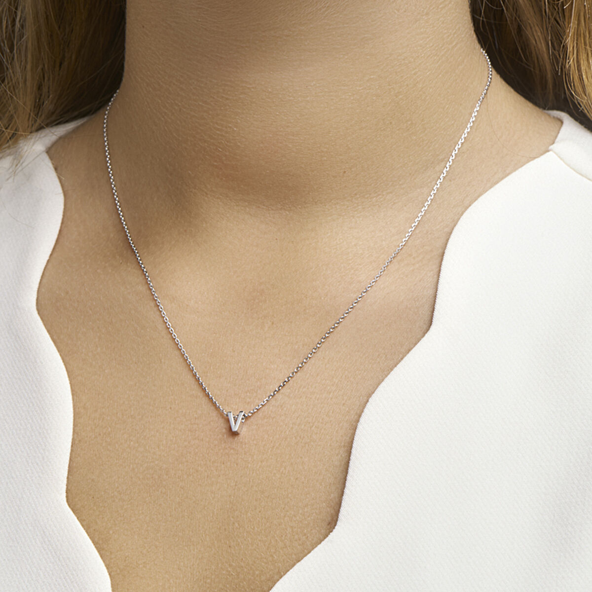 Ketting letter zilver gerhodineerd