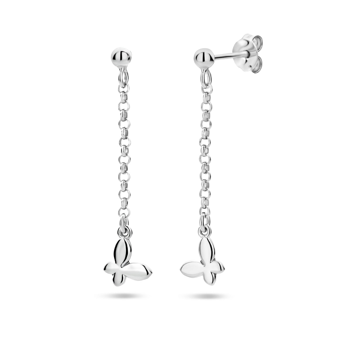 Oorhangers vlinder zilver gerhodineerd