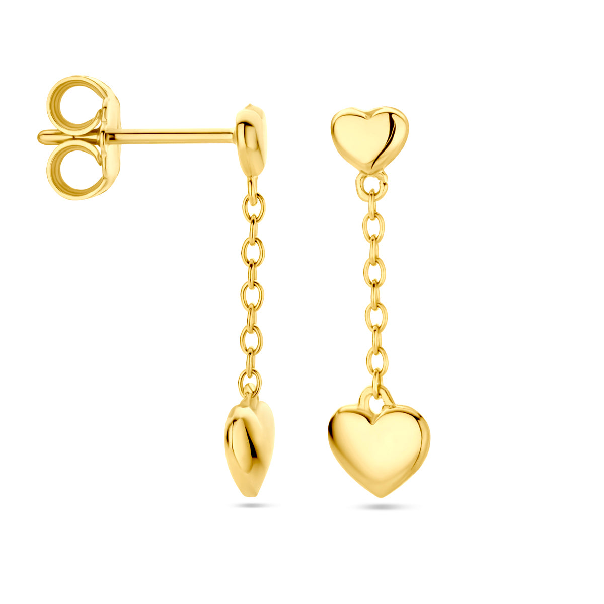 Oorhangers hartjes 14k geelgoud