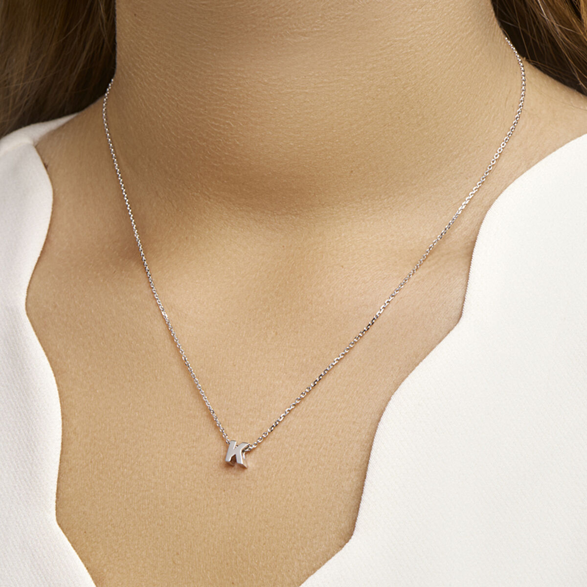 Ketting letter zilver gerhodineerd