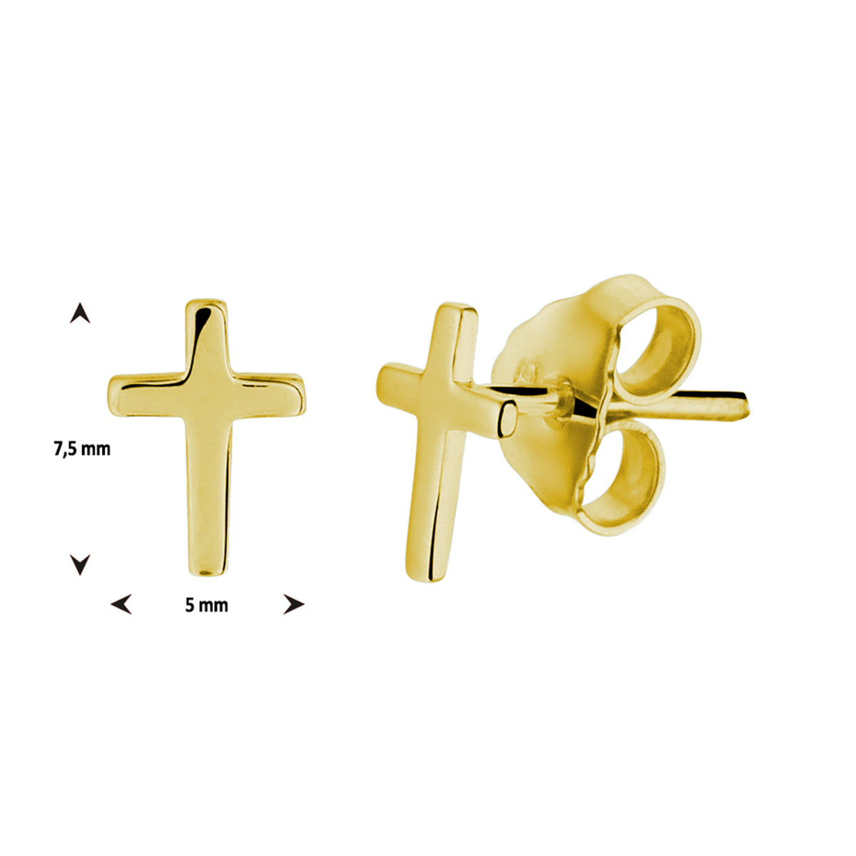 YO&NO Oorknoppen kruis Zilver of zilver gevuld