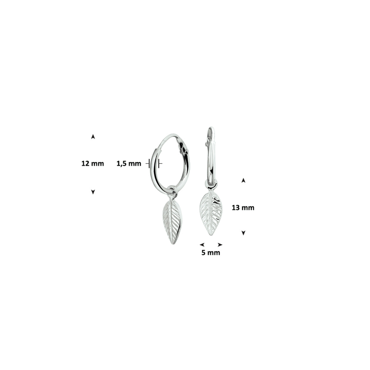 YO&NO oorringen veer zilver verguld (geel) of zilver gerhodineerd