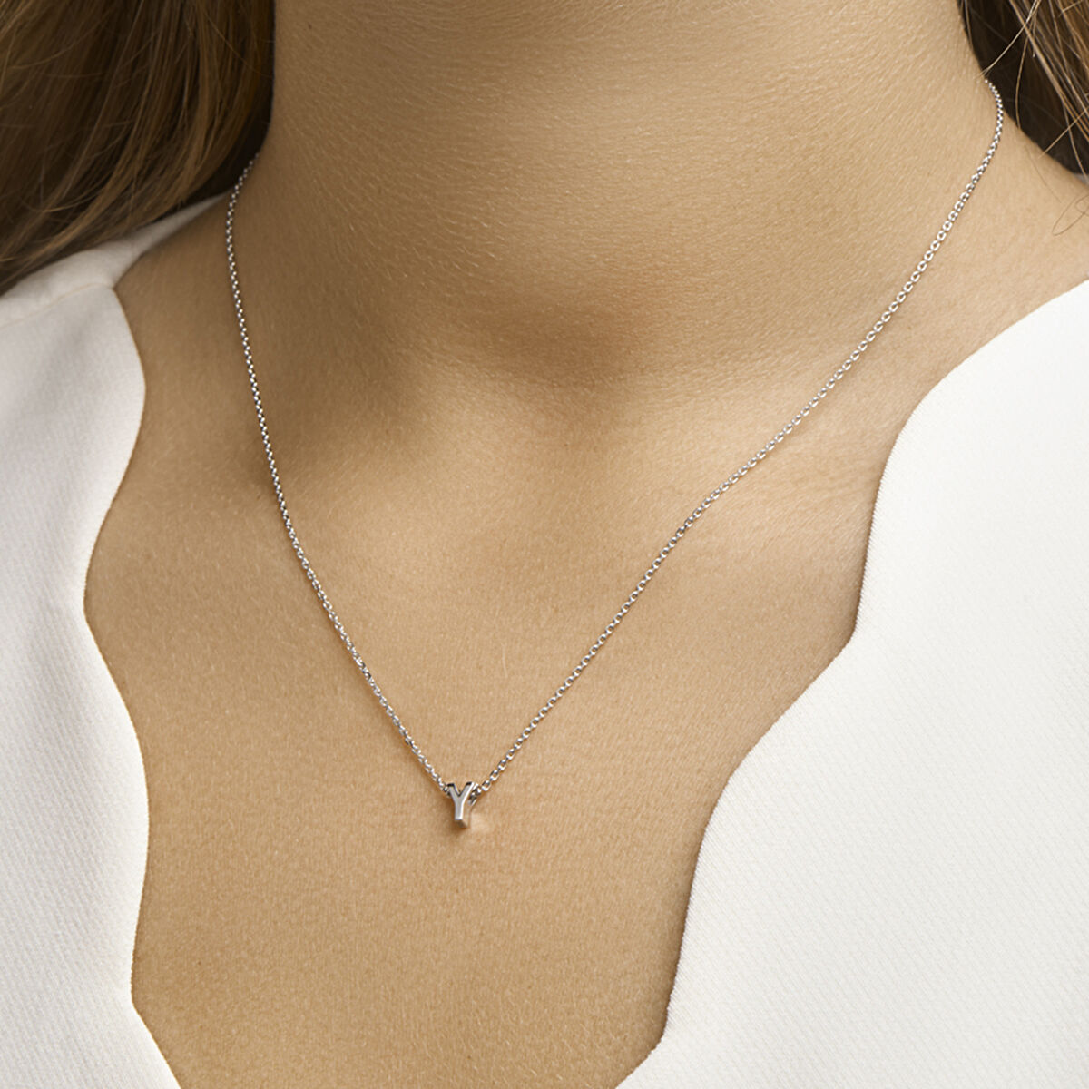 Ketting letter zilver gerhodineerd