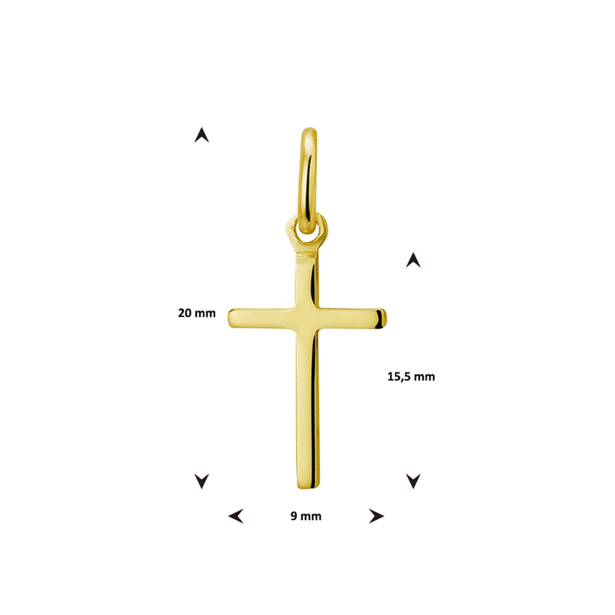 YO&NO hanger kruis 3 micron zilver verguld (geel) of zilver wit