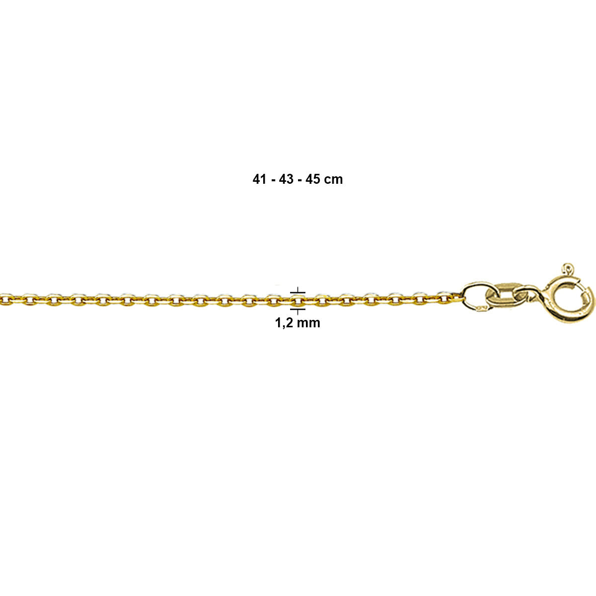 Ketting of enkelband anker plat 1,2 mm 14K geelgoud
