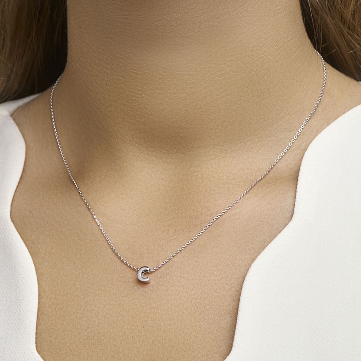 Ketting letter zilver gerhodineerd
