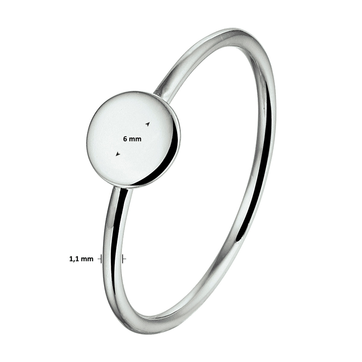 Ring rondje zilver gerhodineerd