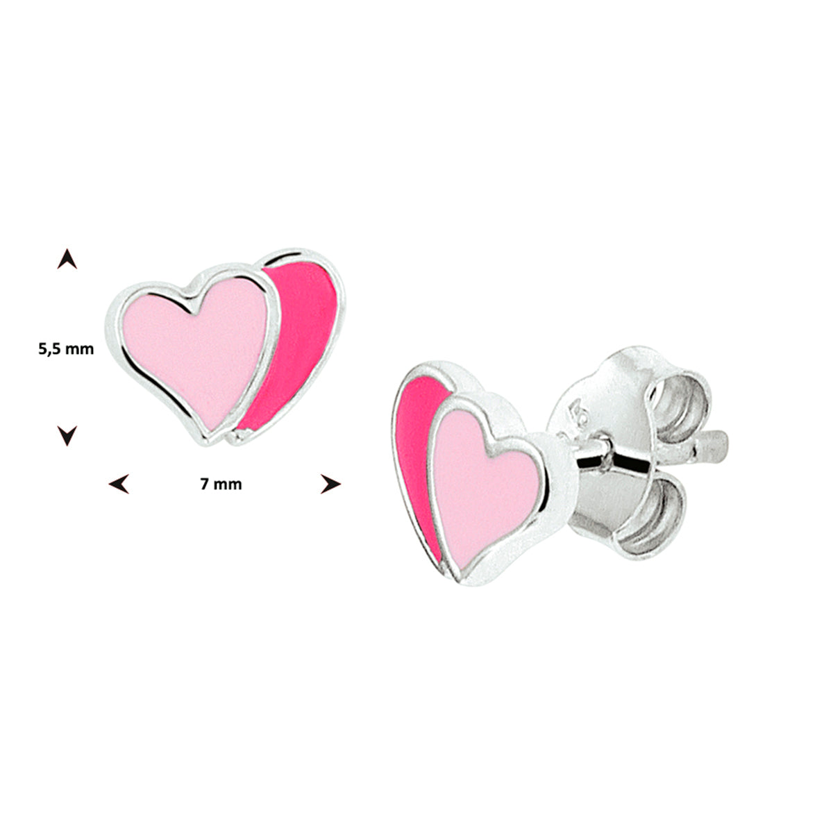 Oorknoppen hartjes (kindercollectie) zilver gerhodineerd