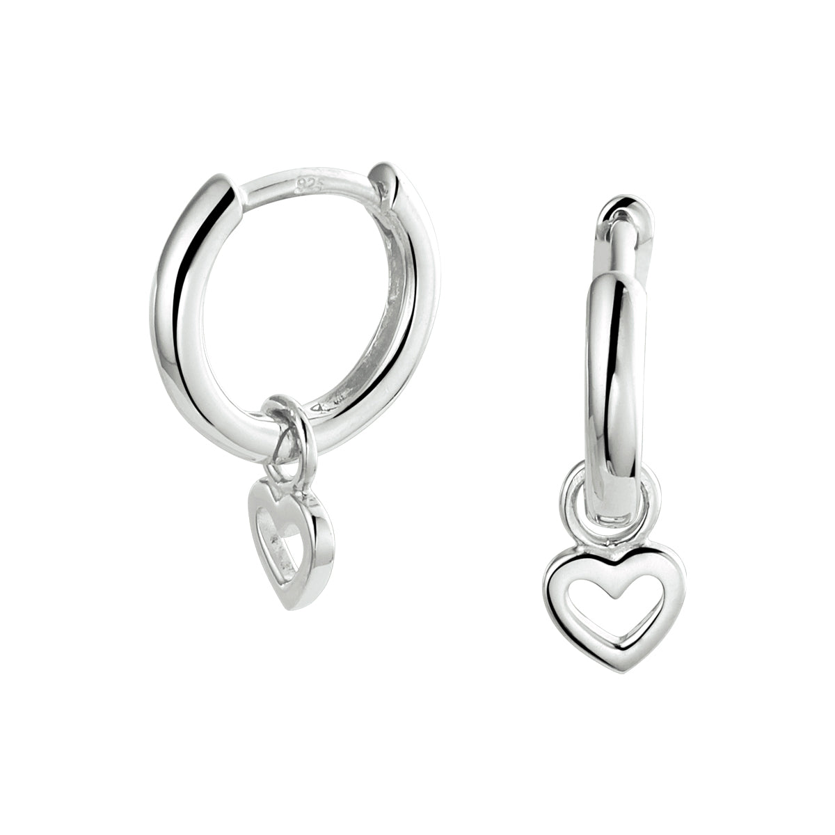 Oorringen hart (kindercollectie) zilver gerhodineerd