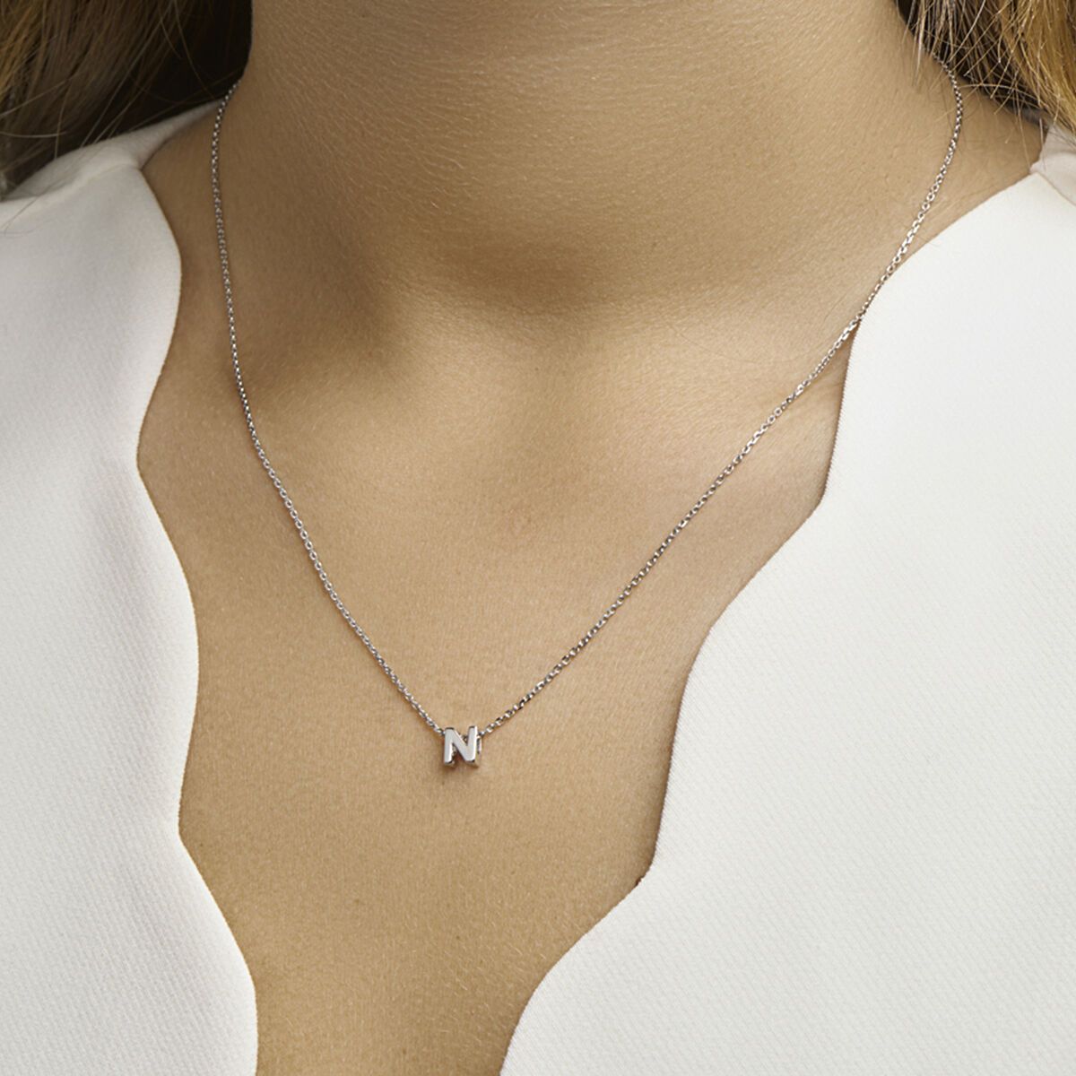 Ketting letter zilver gerhodineerd