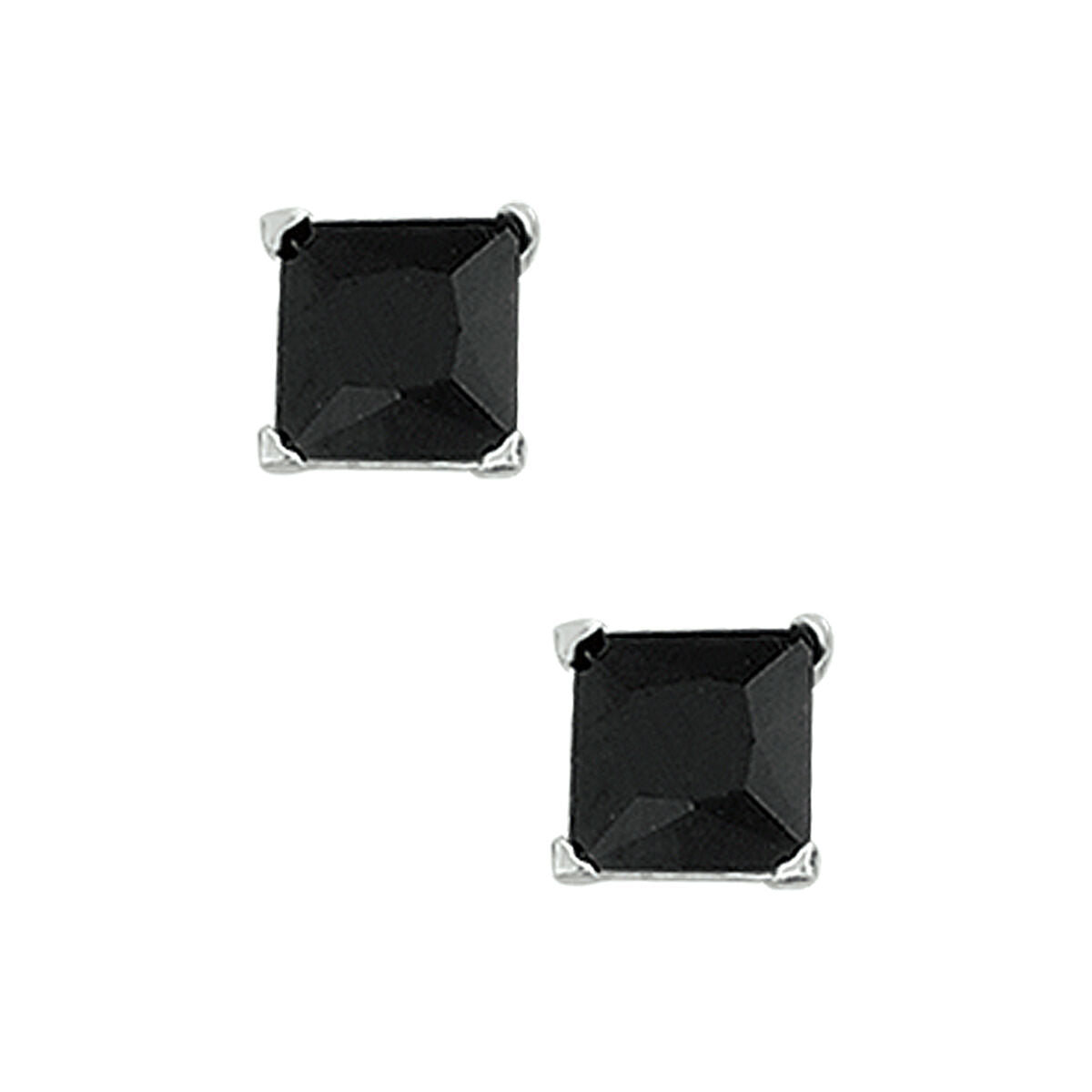 YO&NO oorknoppen zwart zirkonia zilver gerhodineerd