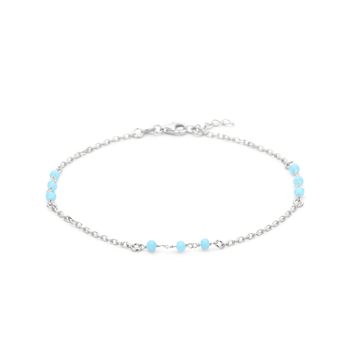 Enkelbandje meerdere kleuren kristal bolletjes 24 + 2 cm 3 micron of zilver gerhodineerd