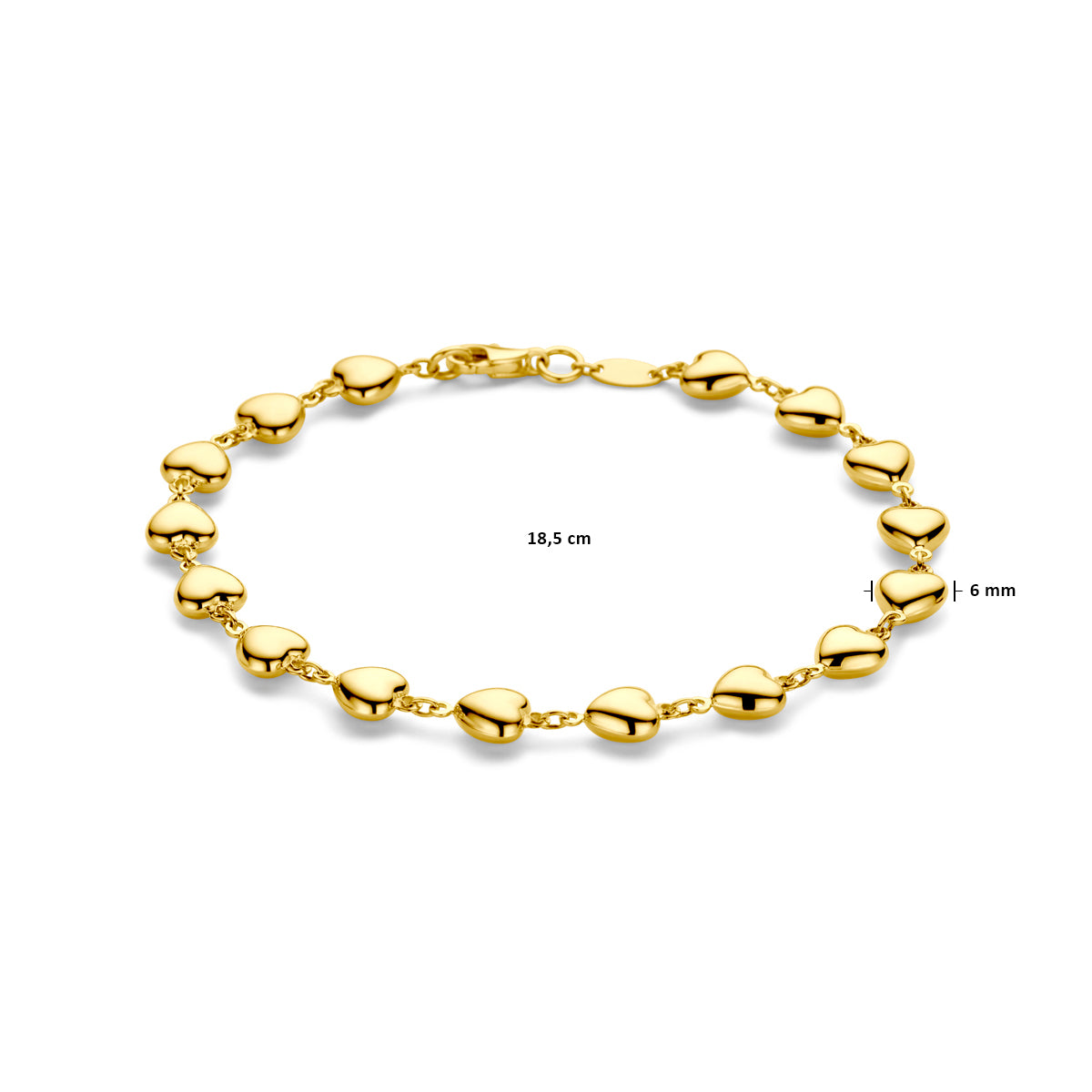 armband hartjes 17 – 19 cm 14 geelgoud