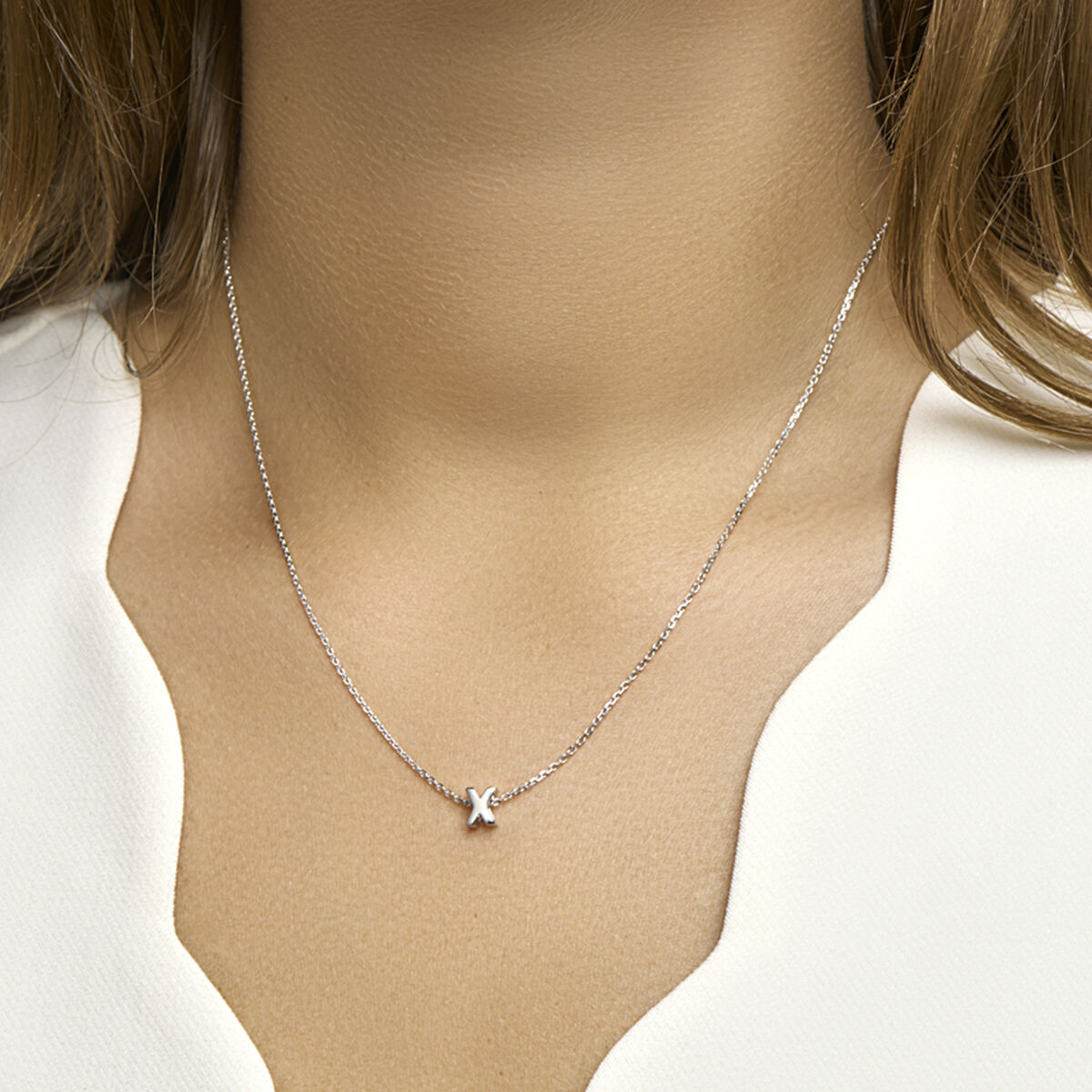Ketting letter zilver gerhodineerd