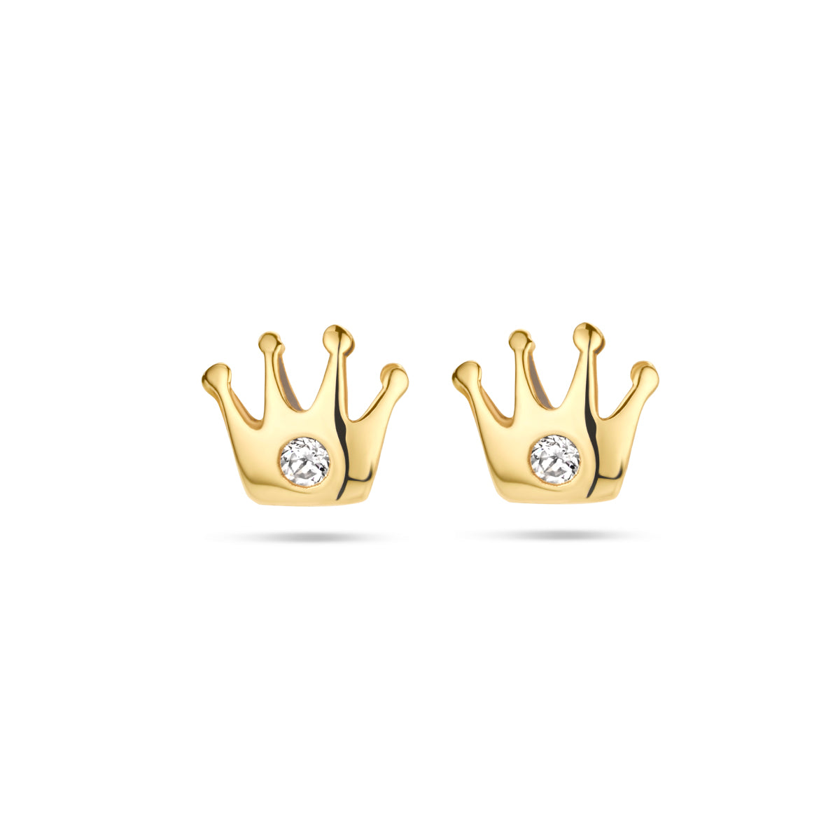 Oorknoppen kroon (kindercollectie) 14k geelgoud