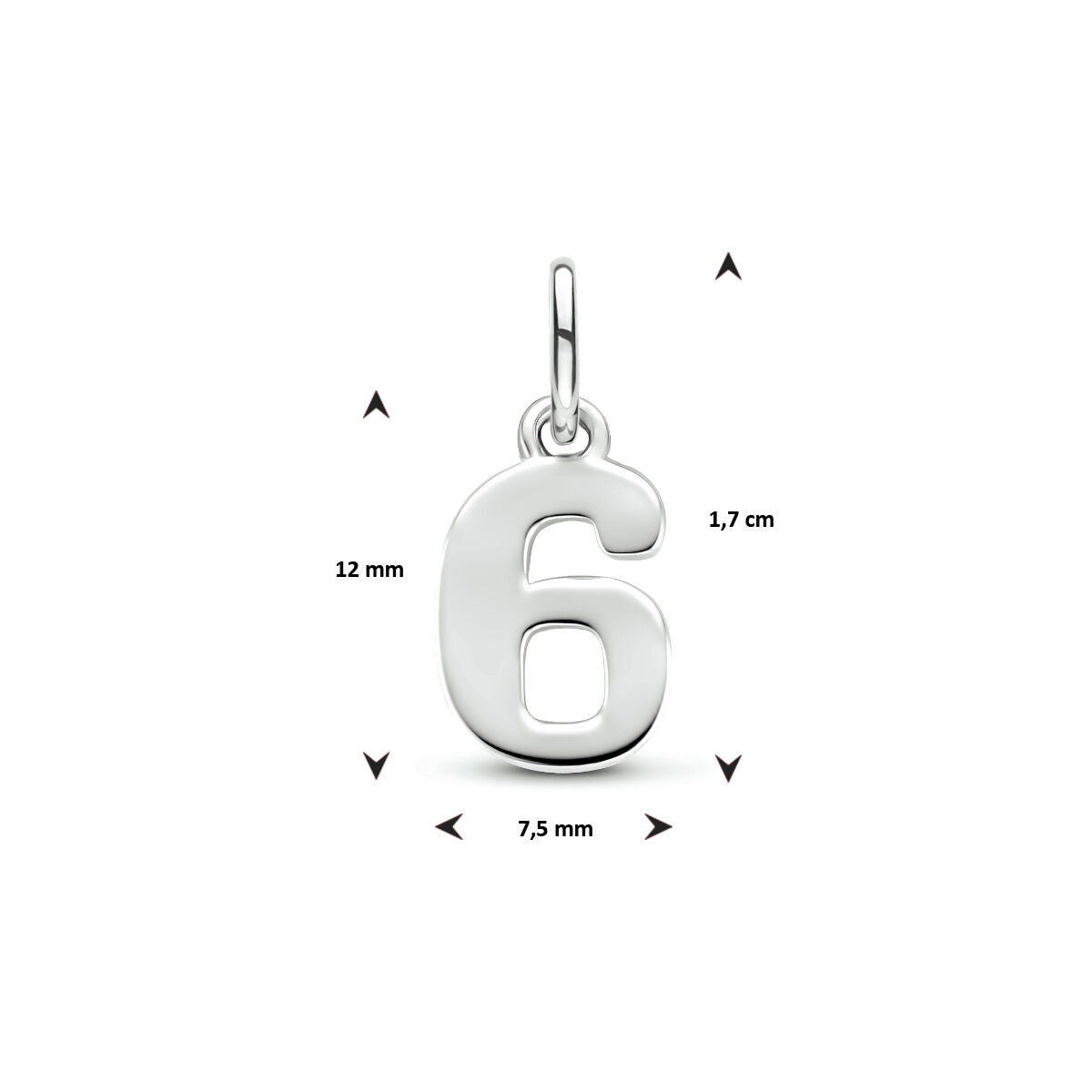 Hanger cijfer zilver gerhodineerd