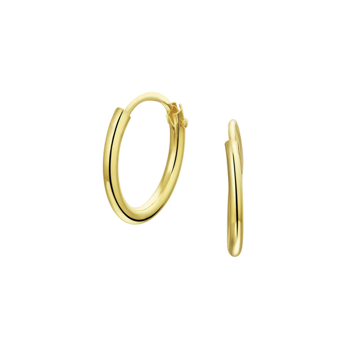 Oorringen 1,3 mm ronde buis 14k geelgoud