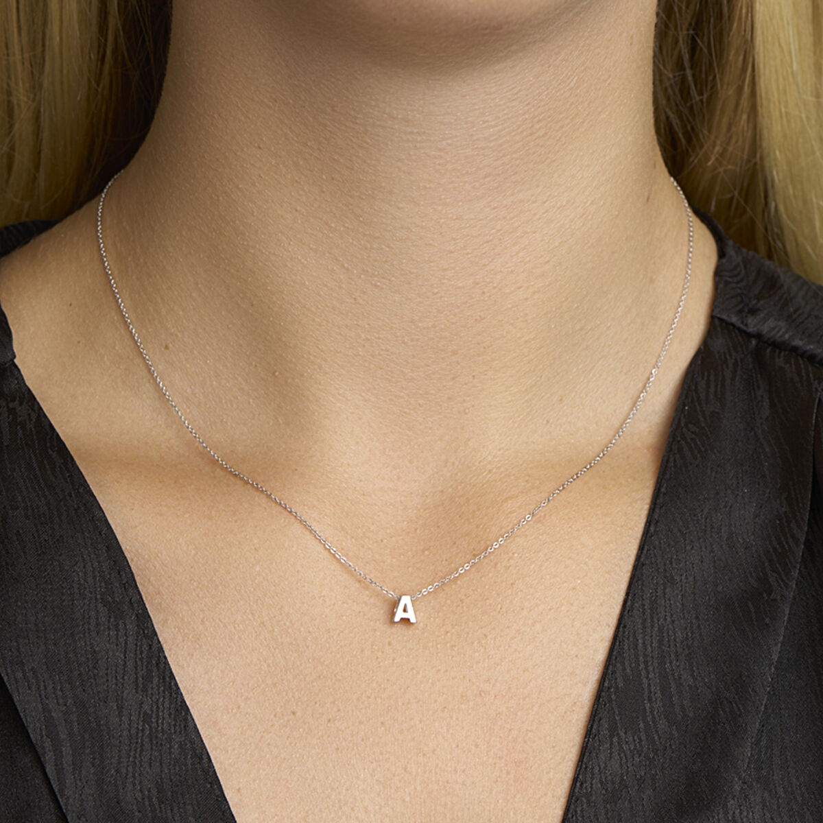 Ketting letter zilver gerhodineerd