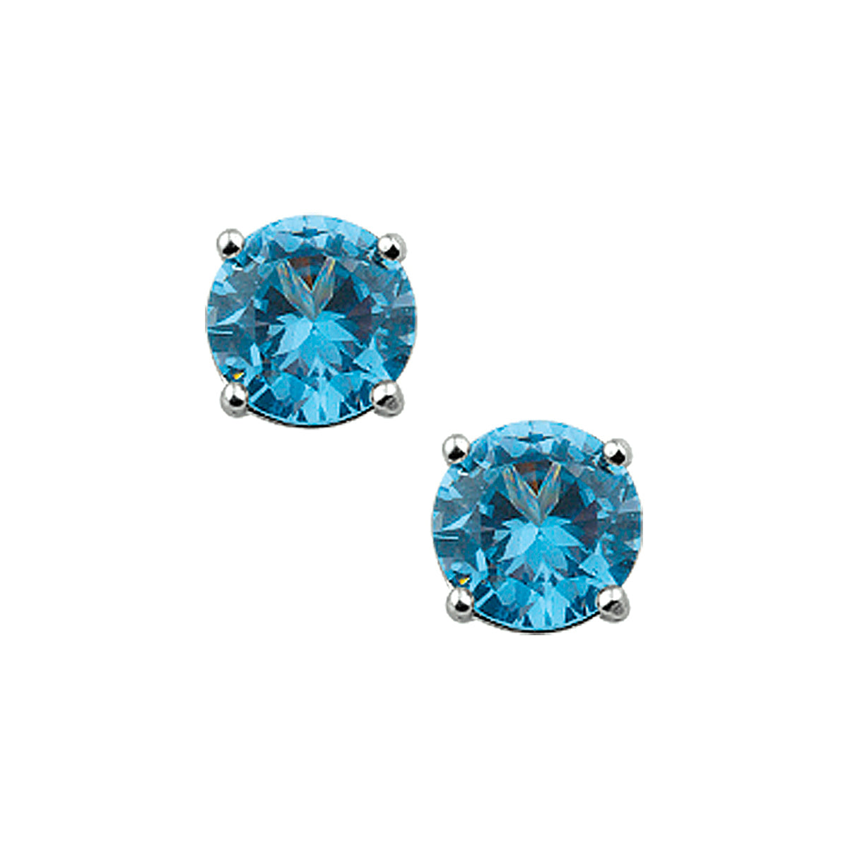 YO&NO oorknoppen blauw zirkonia zilver gerhodineerd