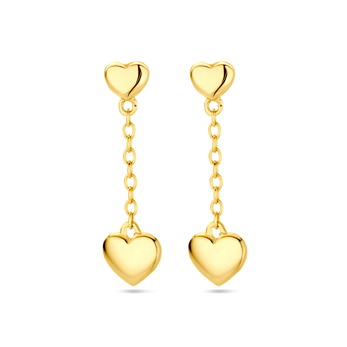 Oorhangers hartjes 14k geelgoud