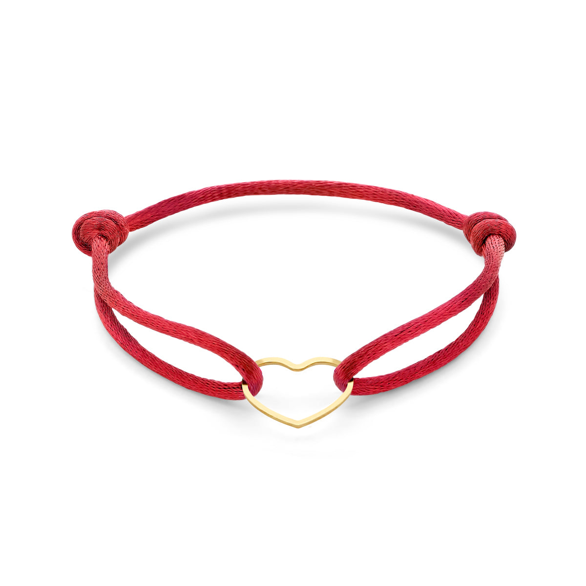 YO&NO armband satijn hart 13 - 26 cm zilver verguld (geel) of zilver gerhodineerd met rubber/nylon/etc.