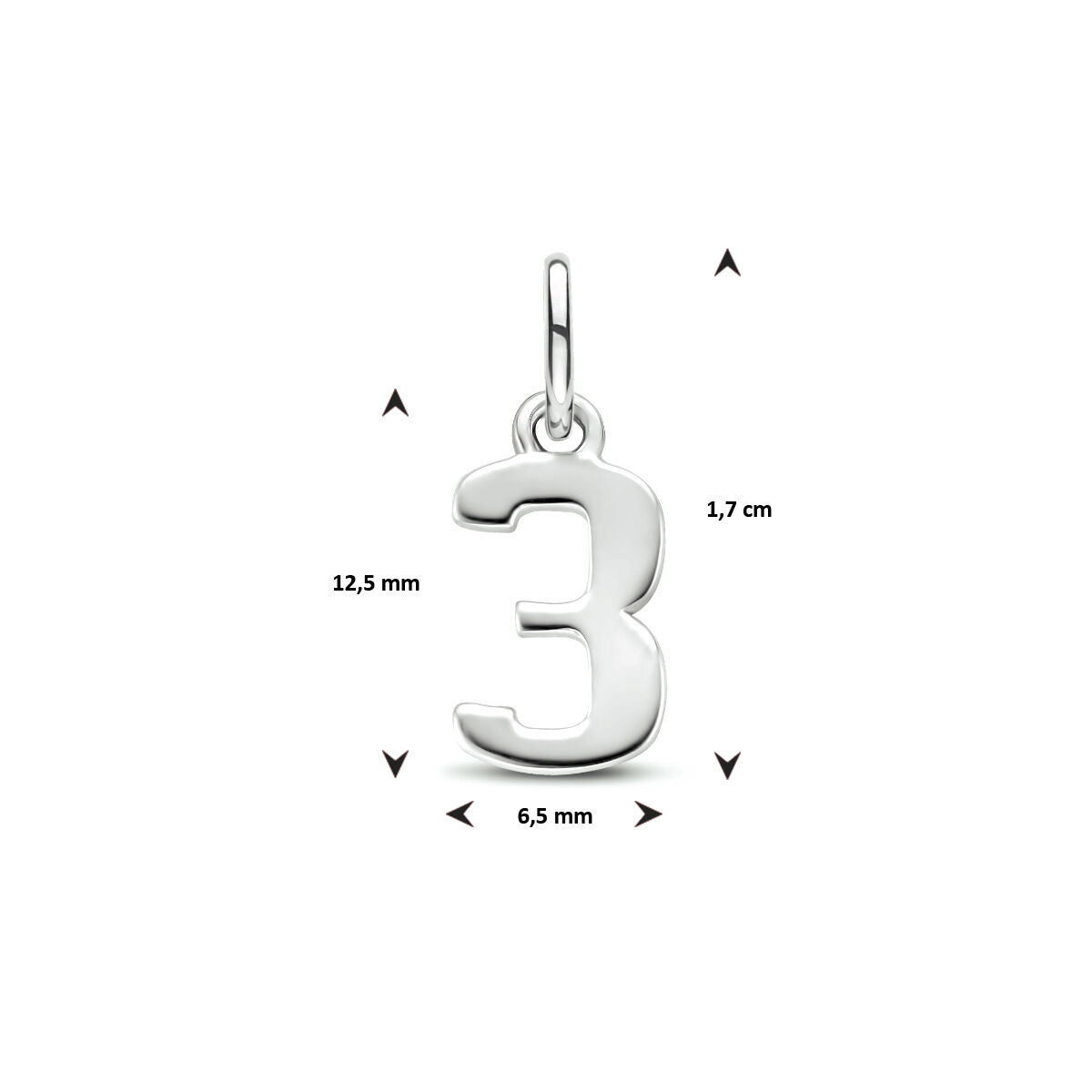 Hanger cijfer zilver gerhodineerd