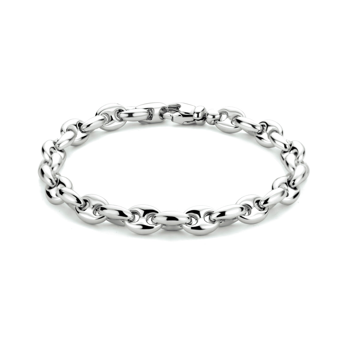 armband koffieboon 7,4 mm 20 cm zilver