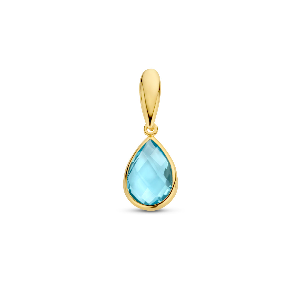 hanger/ blauw/ topaas/ 20 bij 7.5 mm/ 14k geelgoud