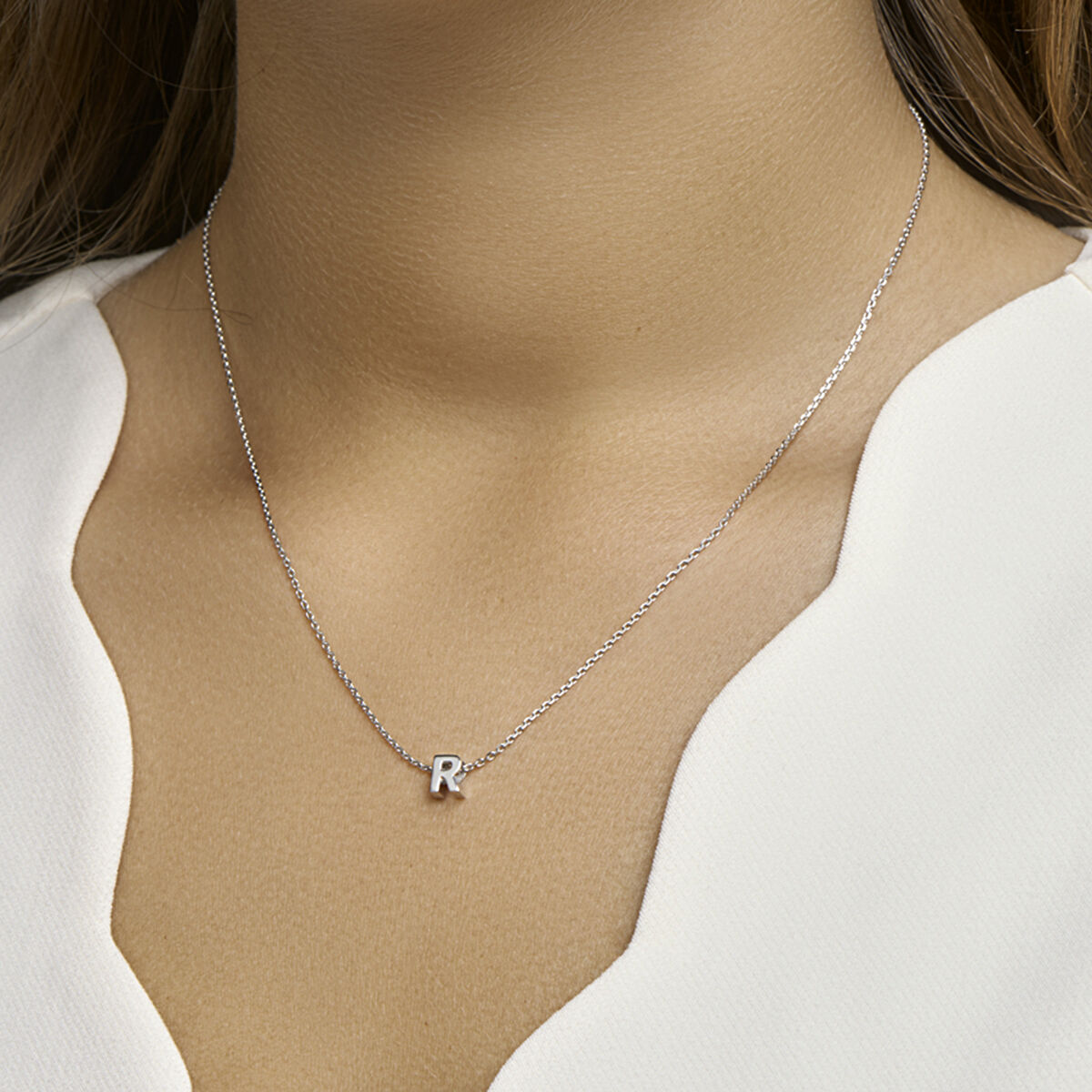 Ketting letter zilver gerhodineerd