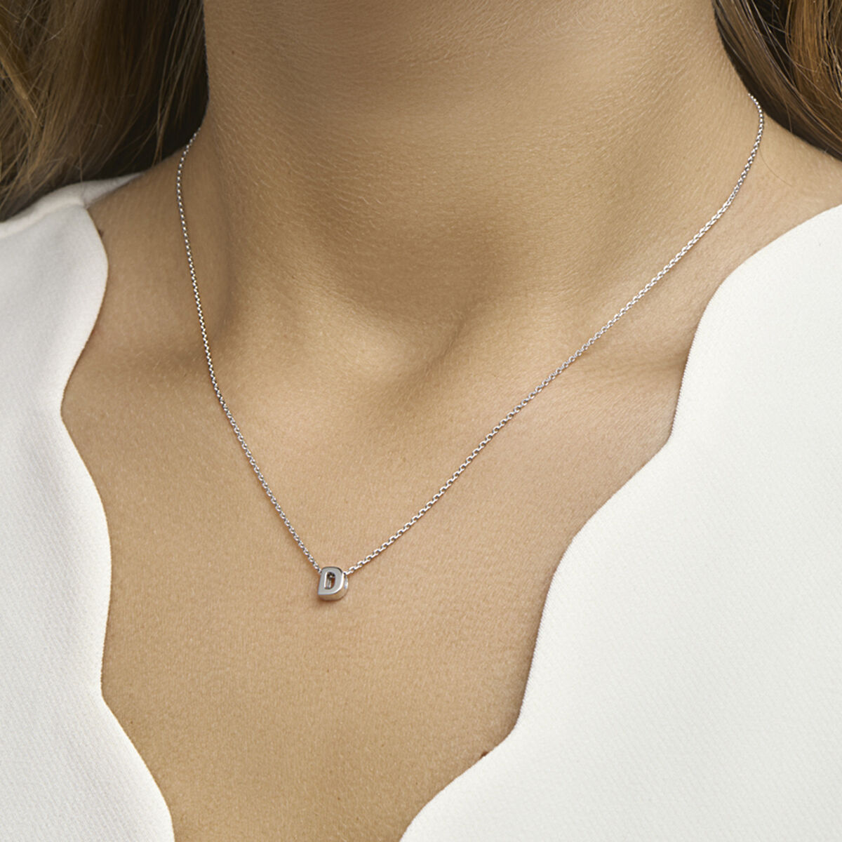 Ketting letter zilver gerhodineerd