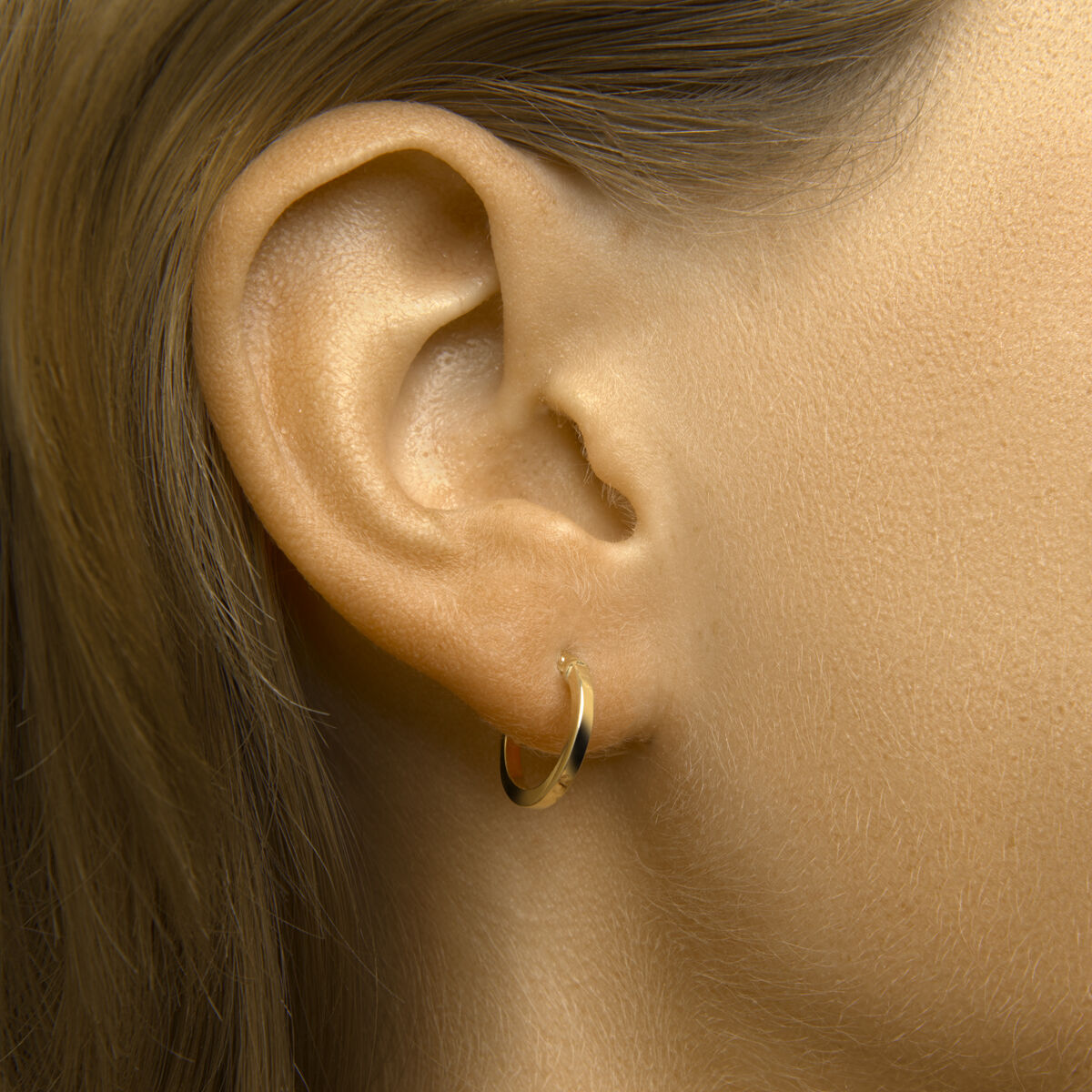 YO&NO oorringen vierkante buis 1,6 mm zilgold (geelgoud met zilverkern)