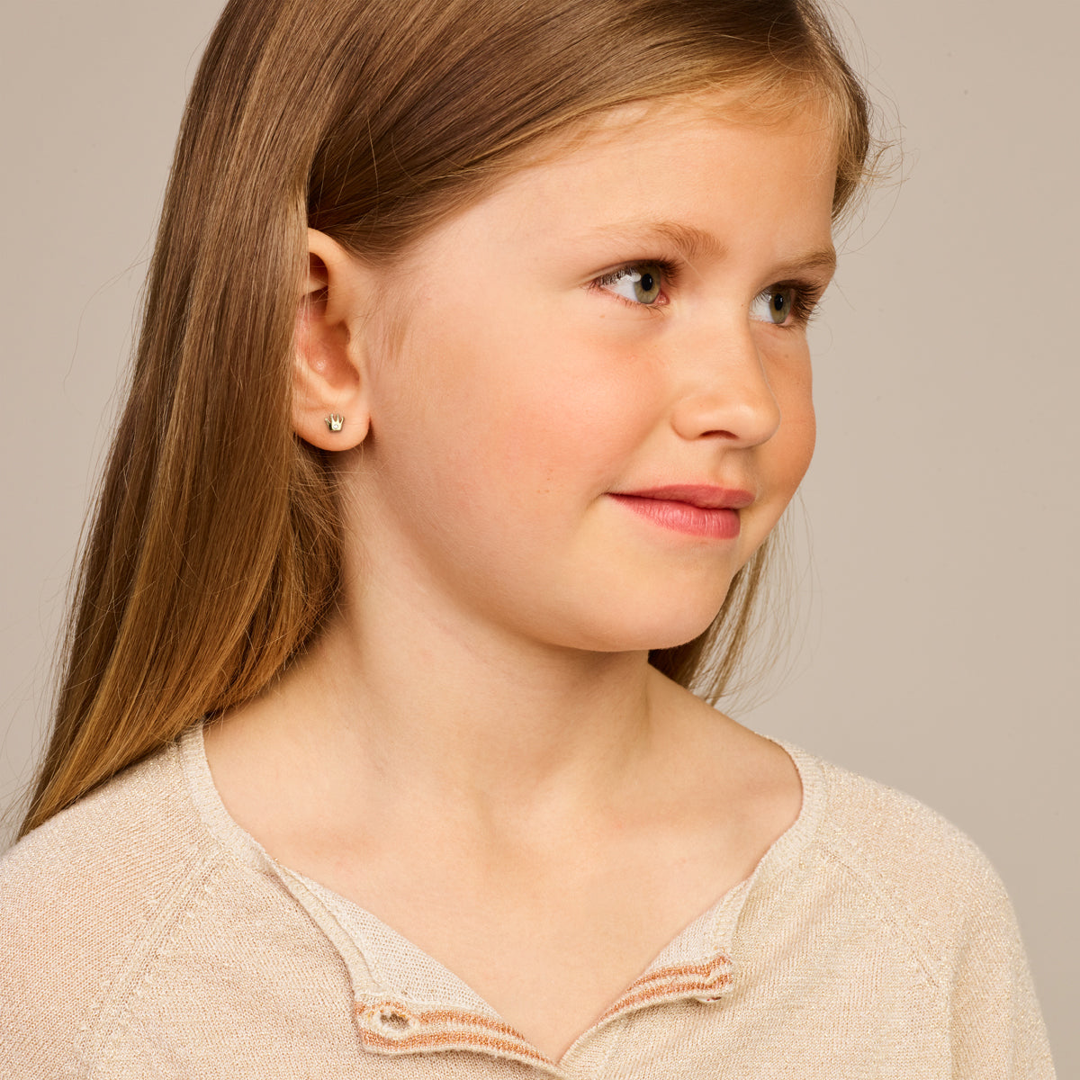 Oorknoppen kroon (kindercollectie) 14k geelgoud
