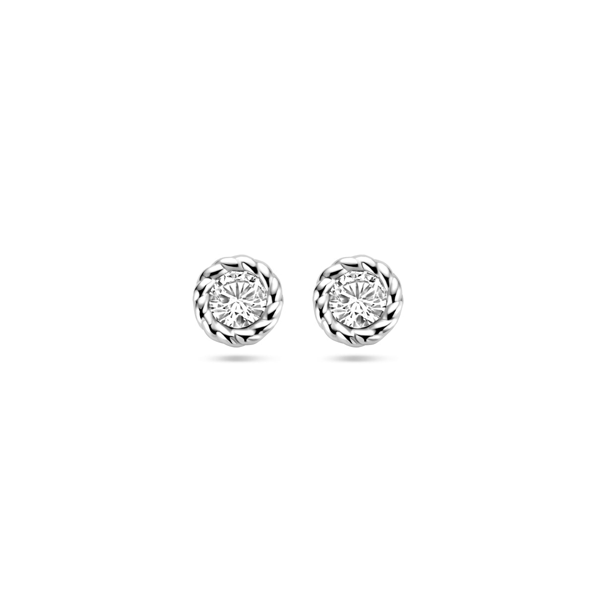 YO&NO oorknoppen zirkonia zilver gerhodineerd