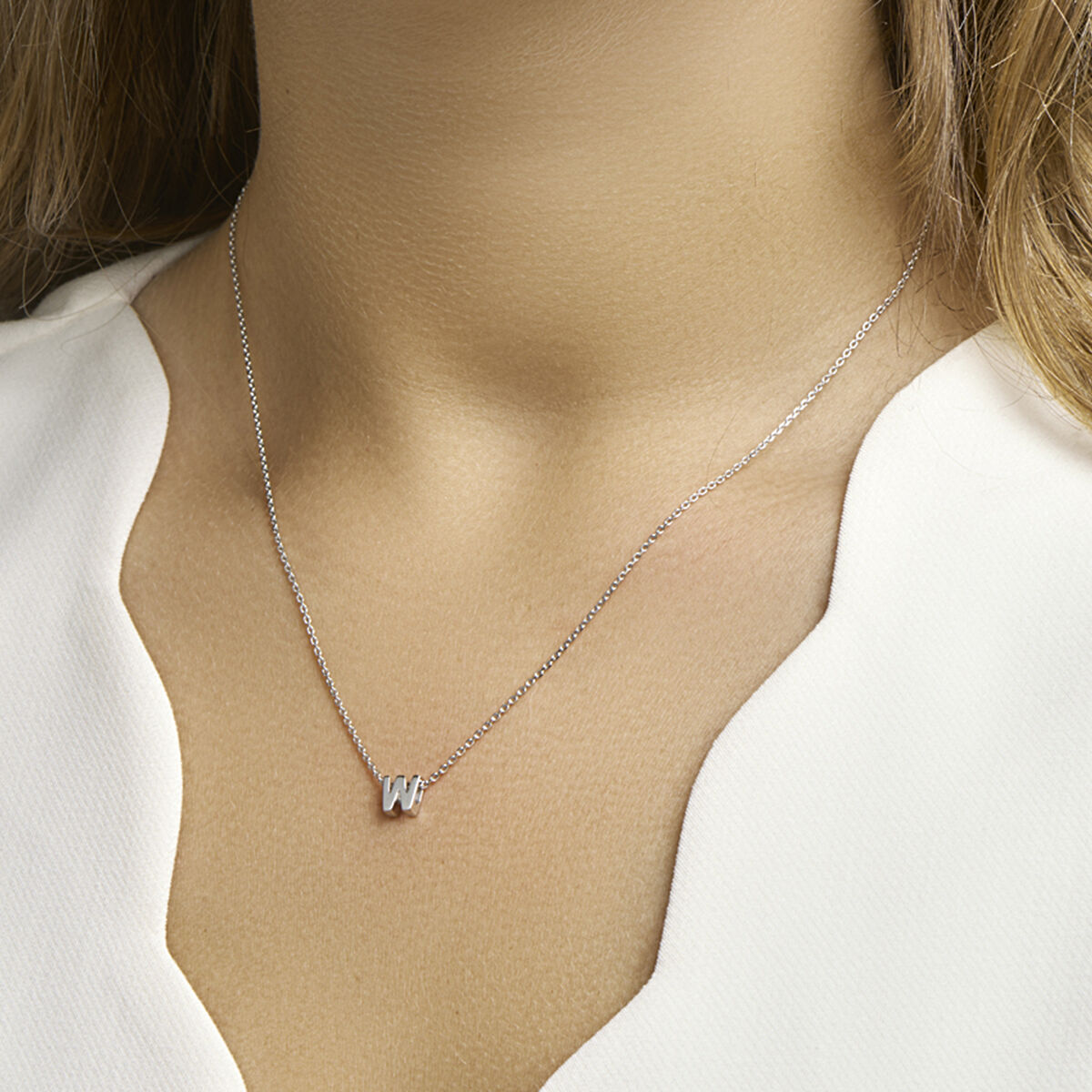 Ketting letter zilver gerhodineerd