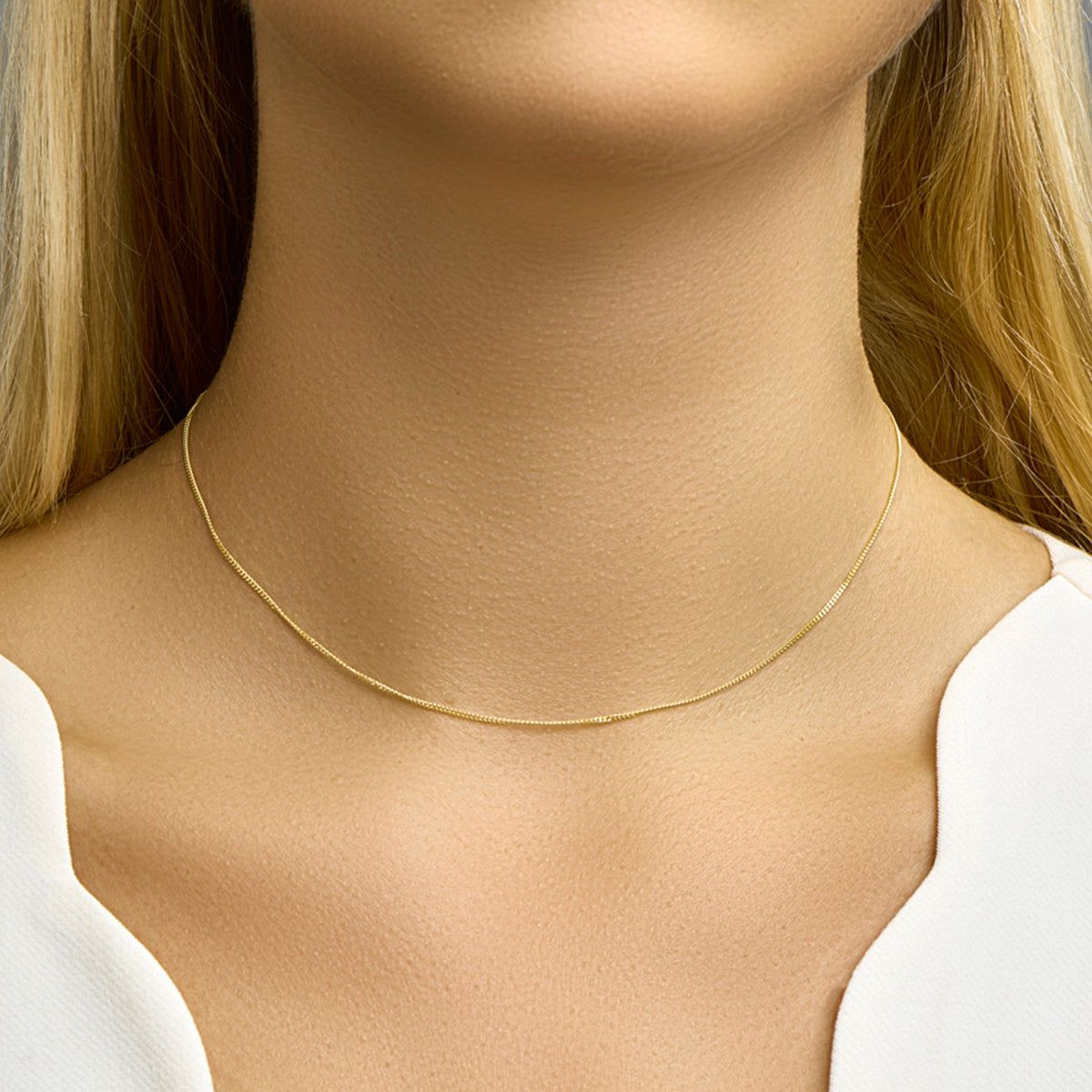 Ketting gourmette 1,0 mm 14k geelgoud