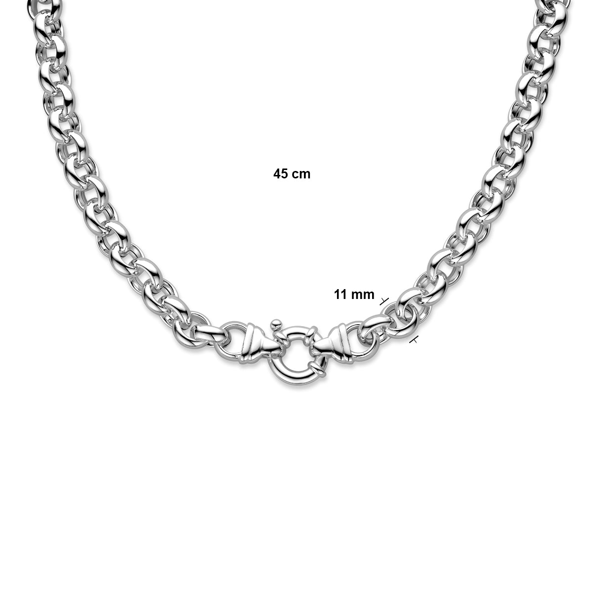 Armband of ketting jasseron 11 mm met groot springslot zilver wit