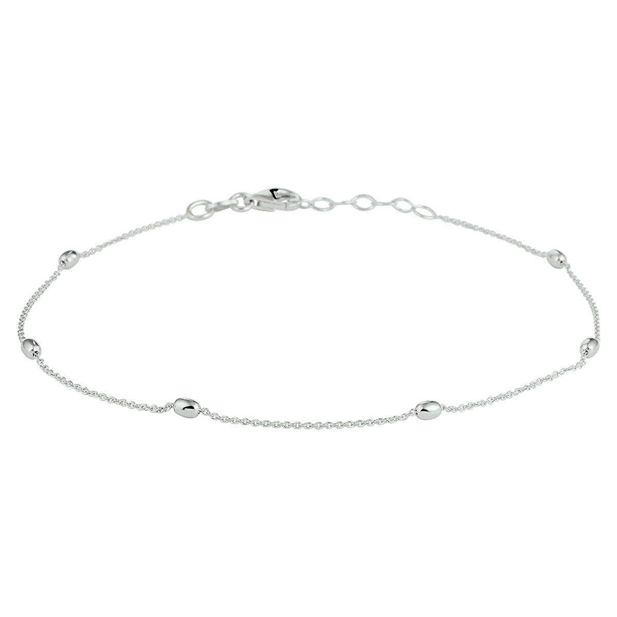 Enkelbandje bolletjes 2,5 mm 24 + 2 cm 1 micron zilver verguld (geel) of zilver gerhodineerd